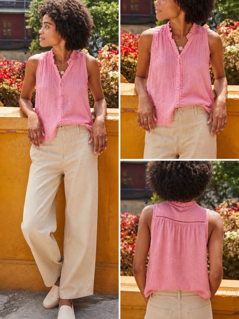 Faherty Sz Md Willa Sleeveless Top in Rose pink